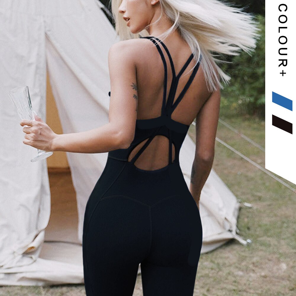 Women Yoga Jumpsuit Female One Piece Sports Pants Sexy Backless Workout Clothes Mujer Fitness Running Gym Sport Clothes
