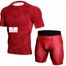Charger l&#39;image dans la galerie, Compression Sport Suit Men Sportswear Tracksuit Short Sleeve Running T Shirt Running Shorts Suits Jogging Sets Fitness Suit
